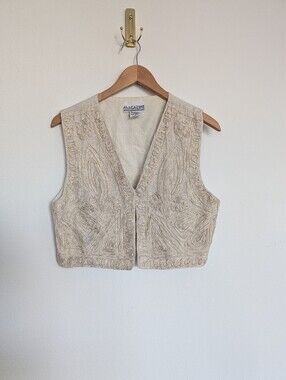 Vintage Linen & Cotton Embroidered Vest